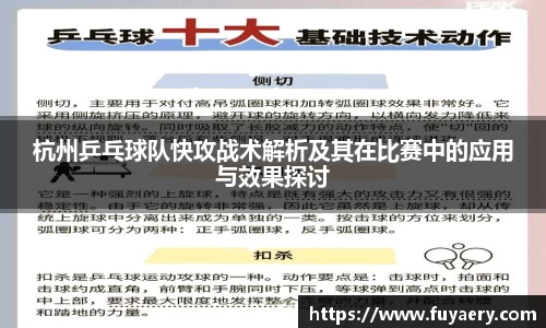 杭州乒乓球队快攻战术解析及其在比赛中的应用与效果探讨