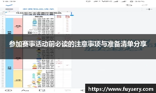 参加赛事活动前必读的注意事项与准备清单分享