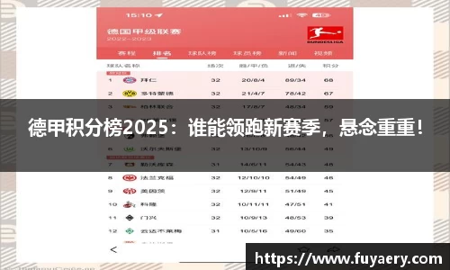 德甲积分榜2025：谁能领跑新赛季，悬念重重！