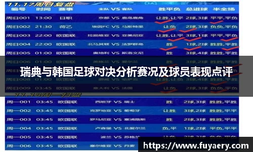 瑞典与韩国足球对决分析赛况及球员表现点评