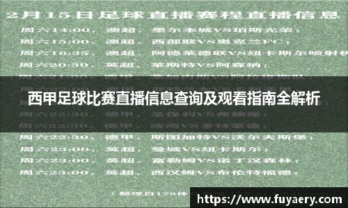 西甲足球比赛直播信息查询及观看指南全解析