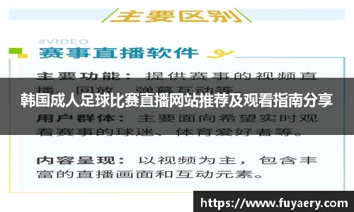 韩国成人足球比赛直播网站推荐及观看指南分享